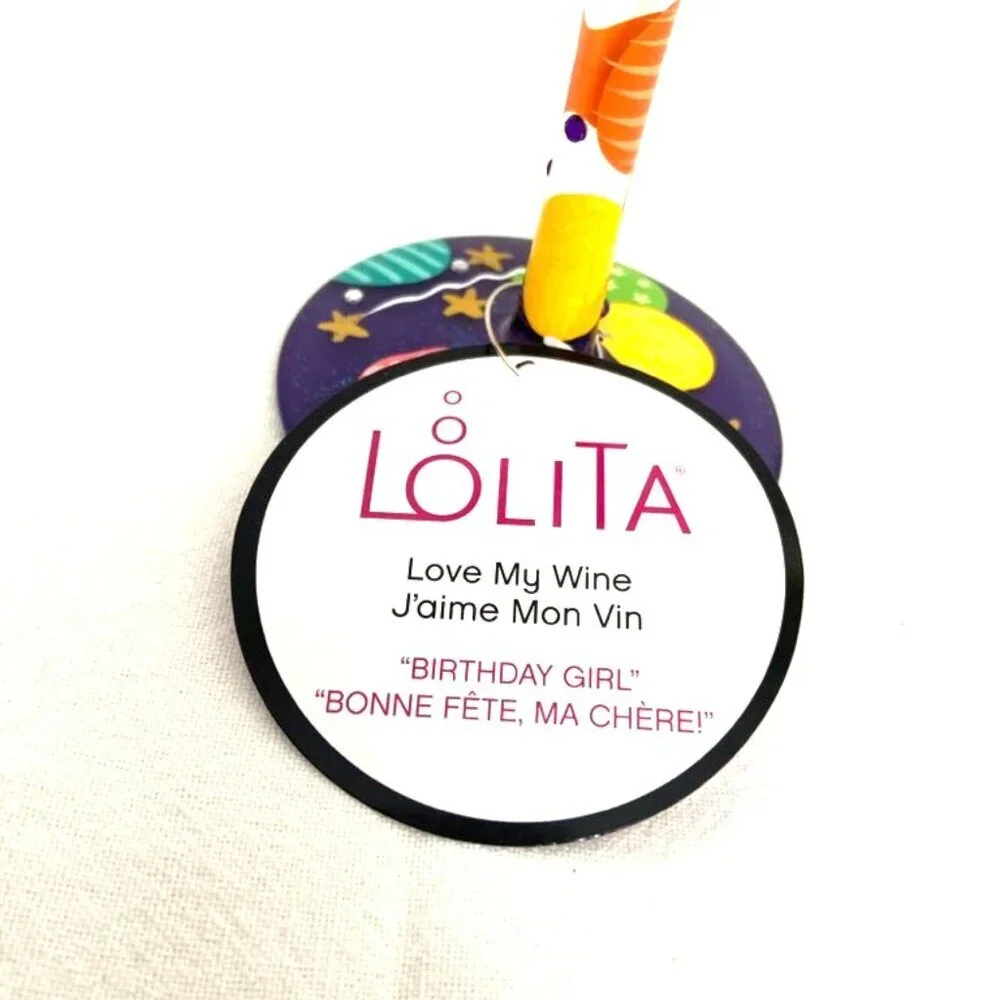Lolita Wine Glass Birthday Girl Bonne‎ Fete Ma Chere Goblet & Recipe 15 oz